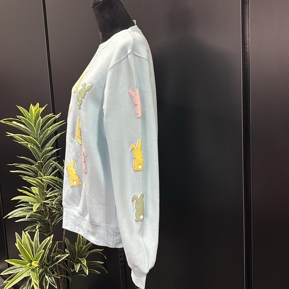 Pacific & Co. Oversized Sweatshirt,pullover,pastel bunnies,rib cuff/waist,fleece - Picture 3 of 12